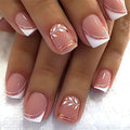 Stbisen Gilded Wave short square French tip press on nails front view