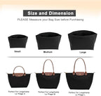 Multi pocket black felt organizer showing dedicated storage for phone and cosmetics.