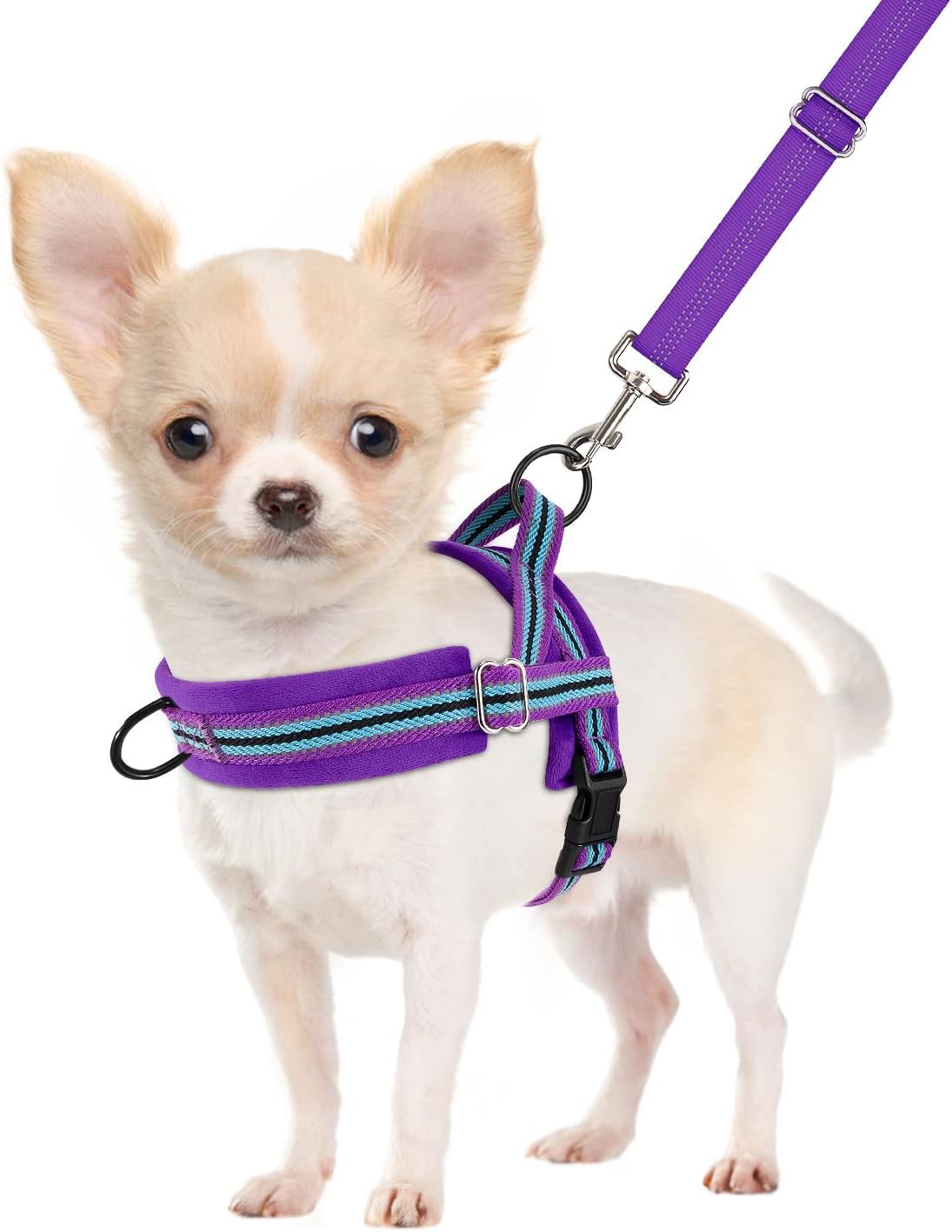 SlowTon No Pull Small Dog Harness and Leash Set, Puppy Soft Vest Harness Neck & Chest Adjustable, Reflective Lightweight Harness & Anti-Twist Pet Lead Combo for Small Medium Dogs (Fuchsia, XXS) - Image 15