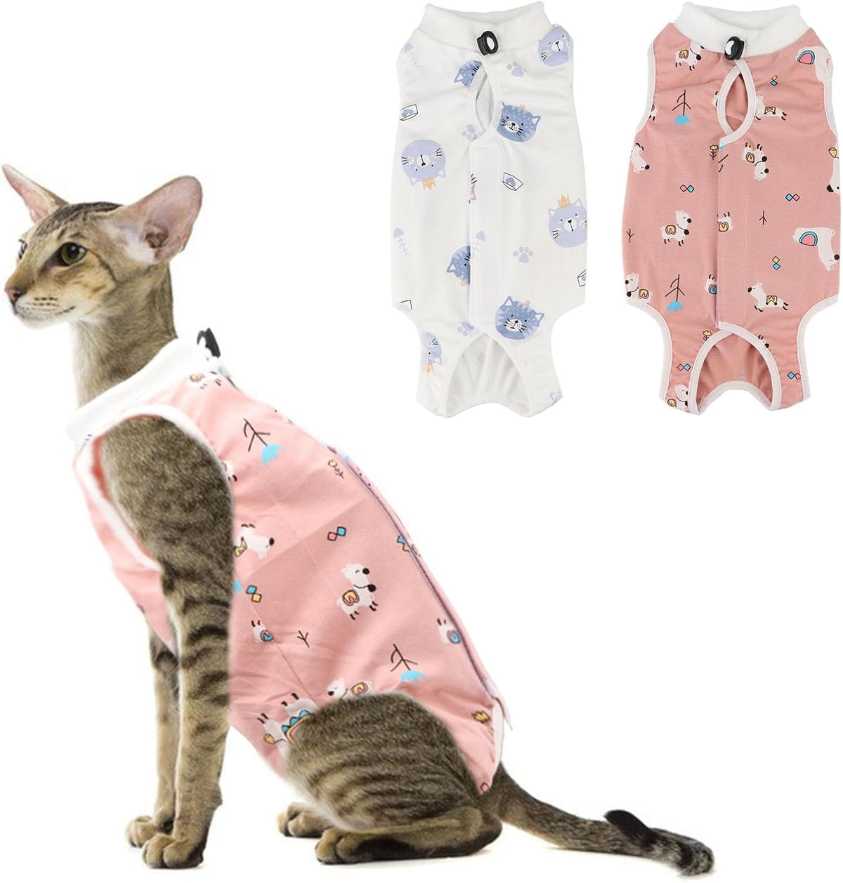 2PCS Cat Recovery Suit - Breathable Cat Surgical Recovery Suit, Onesie for Cats After Surgery Recovery, Alternative Cone of Shame Abdominal Wound Skin Wear Protection (Light Blue+Light Purple, L) - Image 10
