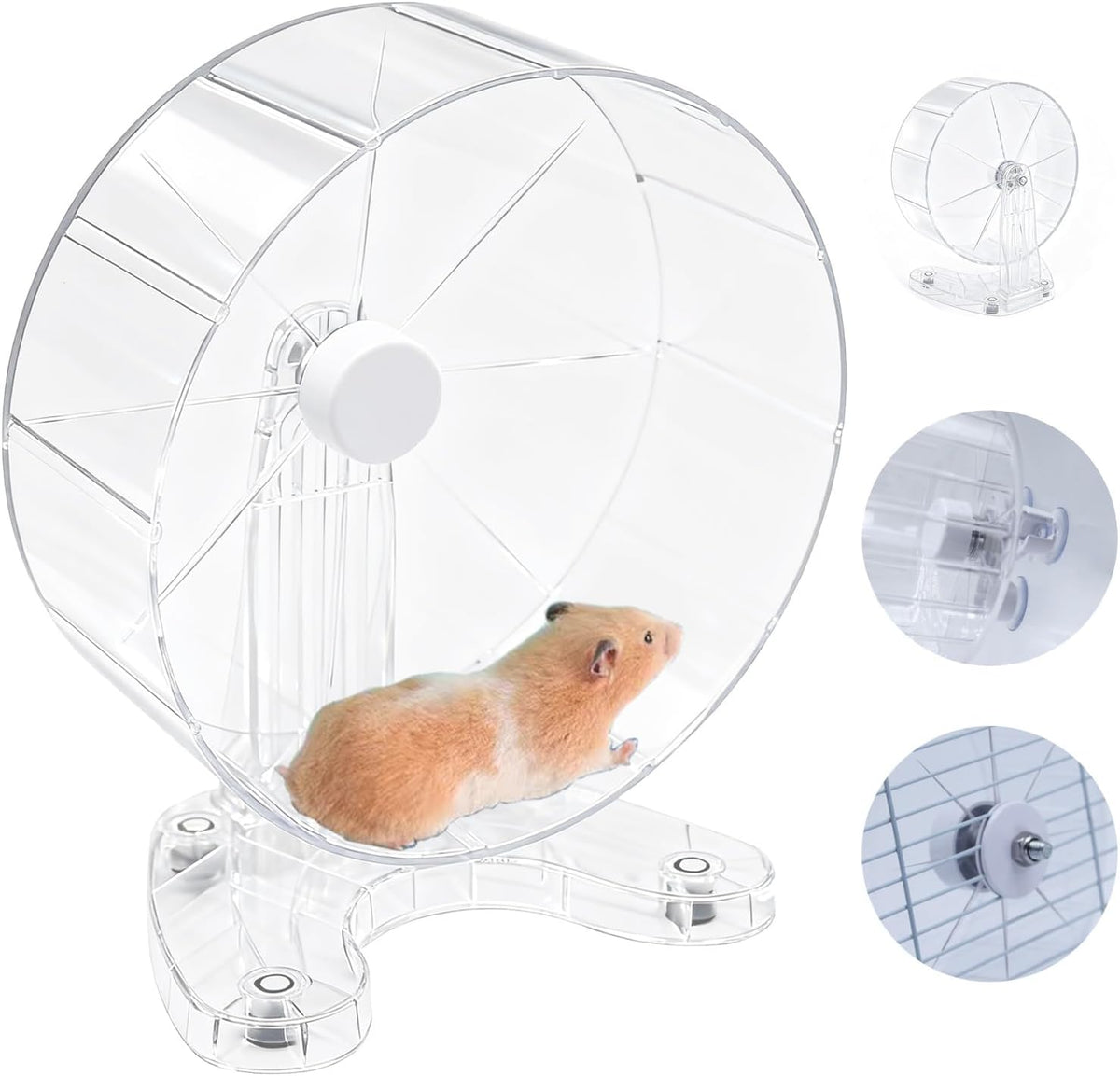 Stinzgie super silent hamster exercise wheel front view clear acrylic quiet spinner for pet cage