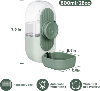 Lemtrflo 28oz Hanging Automatic Water DispenserRabbit Water Bottle,Bunny Guinea Pig Ferret Water Bowl for Cage,Suitable for Small Animal Puppies(Cage Grid Spacing Over 1.2'') (Green) - Image 4