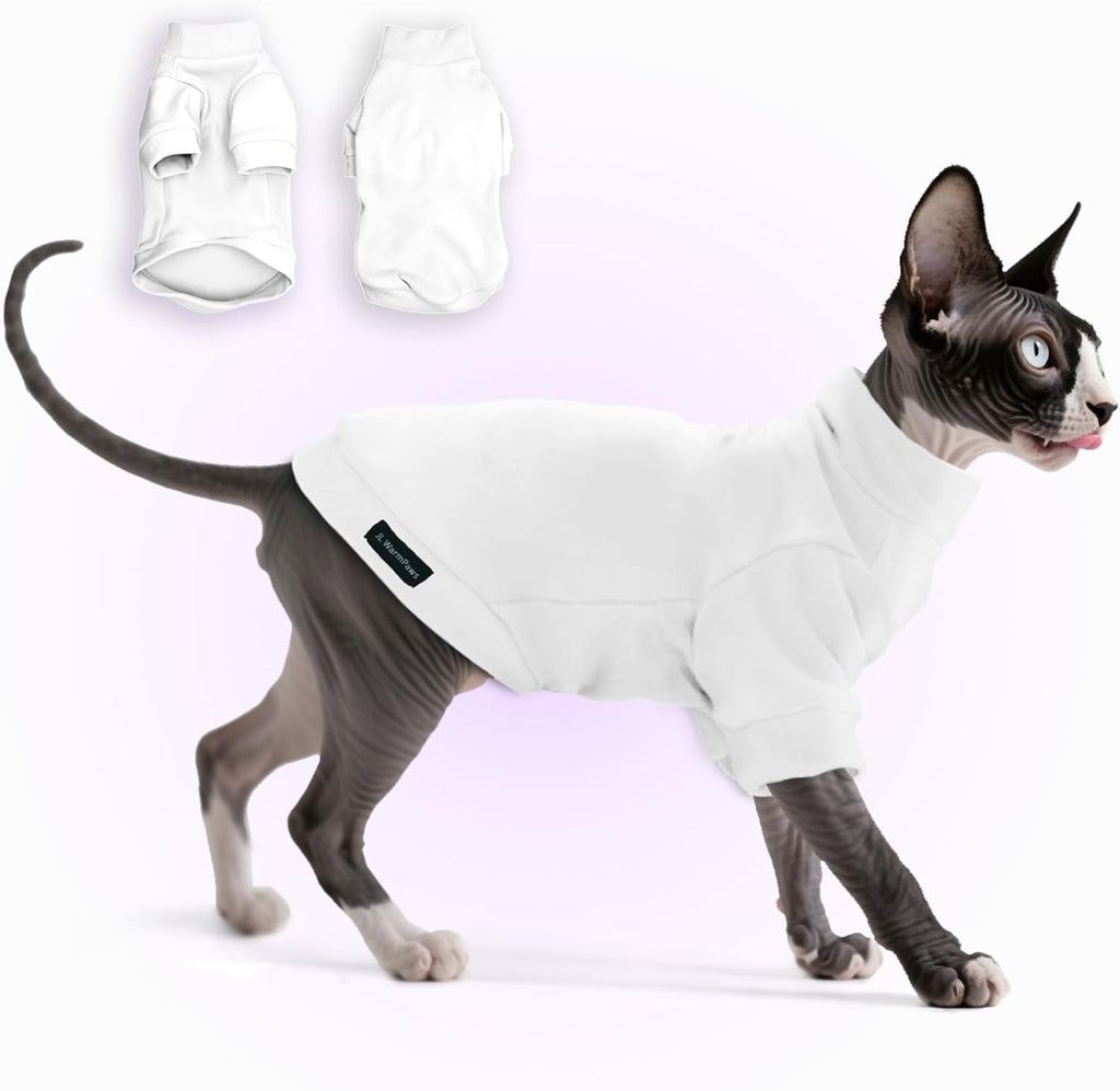 Sphynx Cat Clothes Fleece Cats&Small Dogs Pullover Sweater | Soft warm fleece, covers belly. Stretchy, easy on. Washes well. For small dogs & cats: daily walks, naps, AC rooms. - Image 11