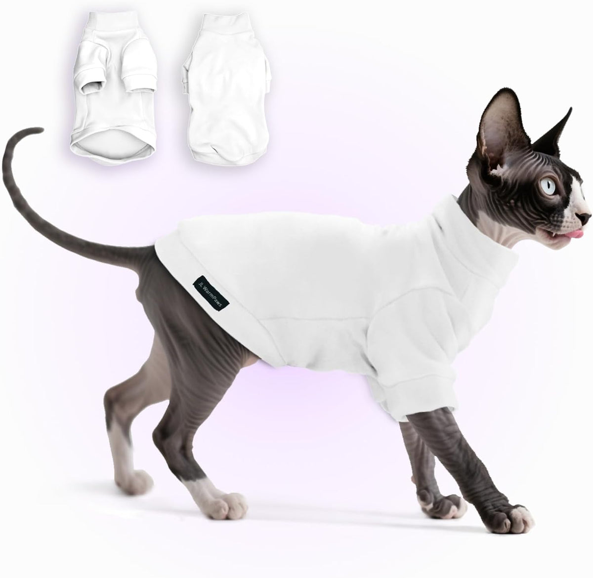 Sphynx Cat Clothes Fleece Cats&Small Dogs Pullover Sweater | Soft warm fleece, covers belly. Stretchy, easy on. Washes well. For small dogs & cats: daily walks, naps, AC rooms. - Image 11