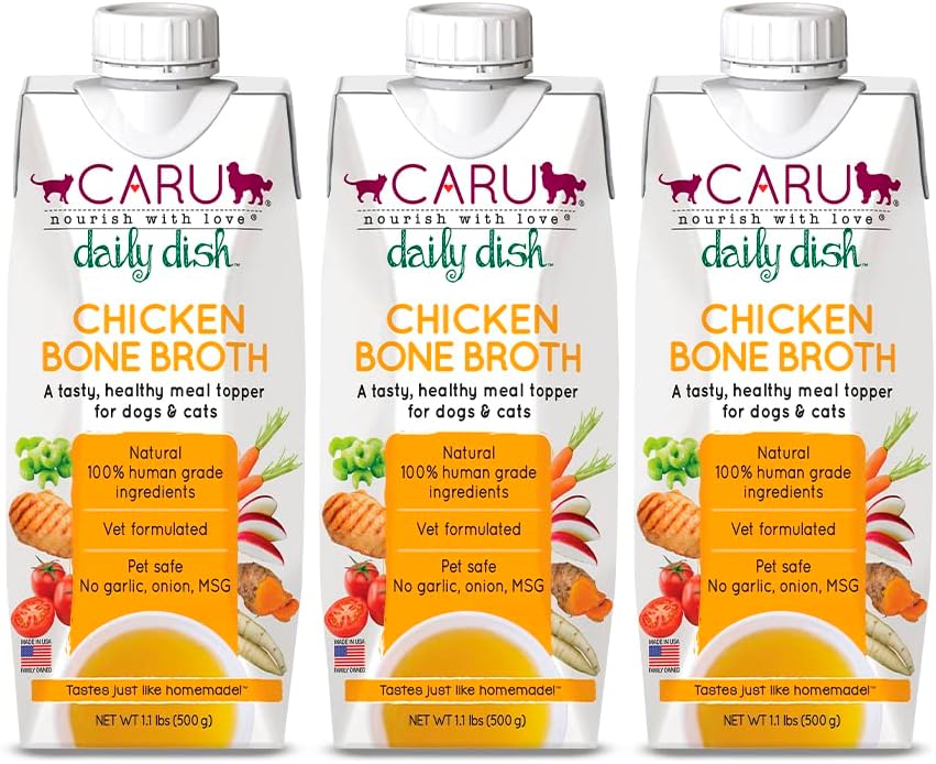 Caru - Daily Dish Chicken Bone Broth - Meal Topper for Dogs & Cats - Supports Overall Pet Health - Pour-Over Broth for Wet/Dry Food - Human Grade Ingredients - Non-GMO - Made in USA - 17.6 oz - 1 Pack - Image 13