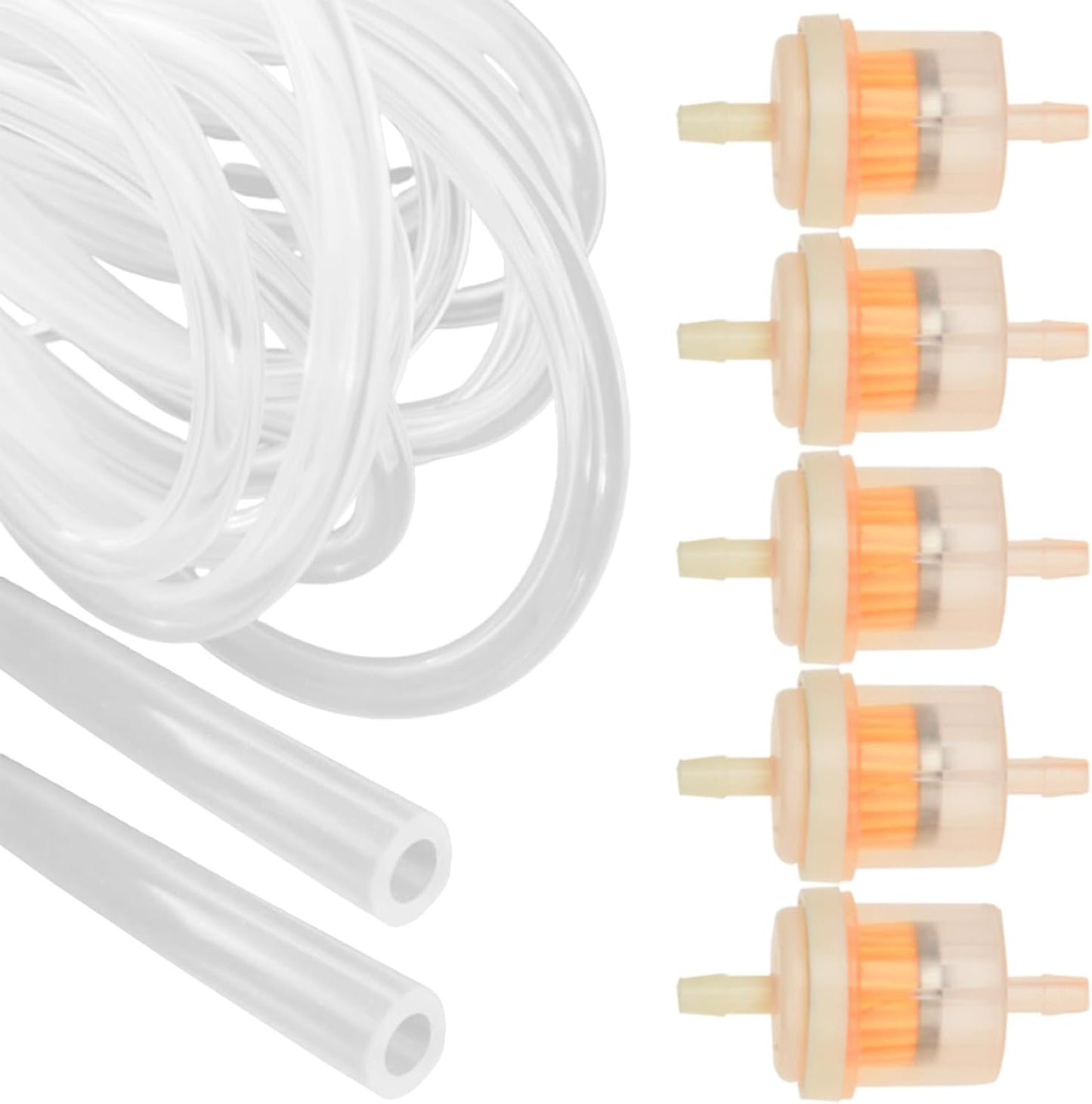LBLNUGURI vacuum microdermabrasion filter set with five transparent plastic filters and clear silicone tube front view
