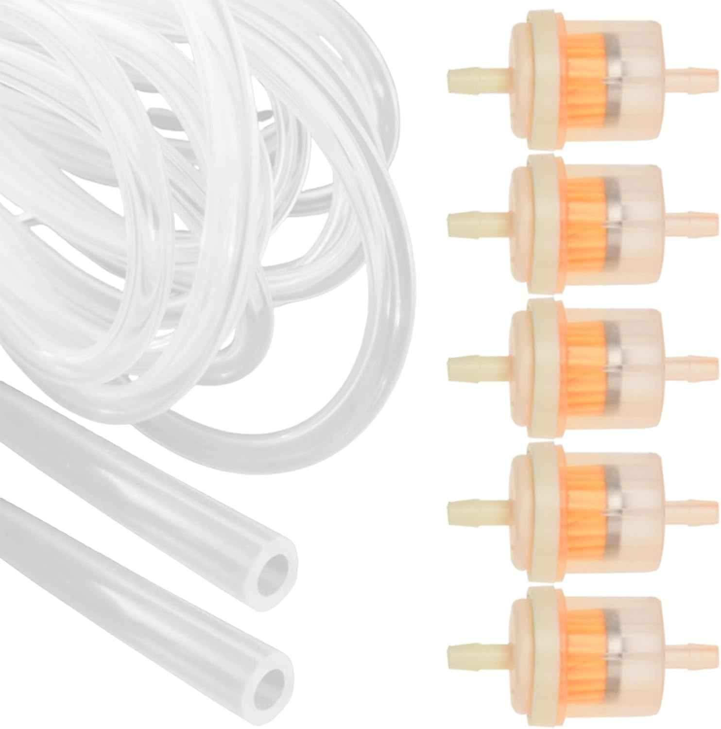 LBLNUGURI vacuum microdermabrasion filter set with five transparent plastic filters and clear silicone tube front view