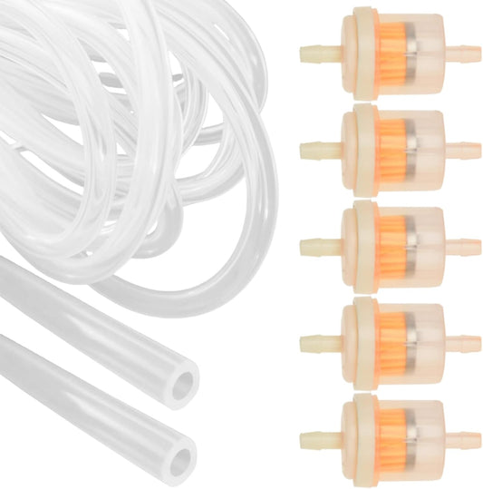 LBLNUGURI vacuum microdermabrasion filter set with five transparent plastic filters and clear silicone tube front view