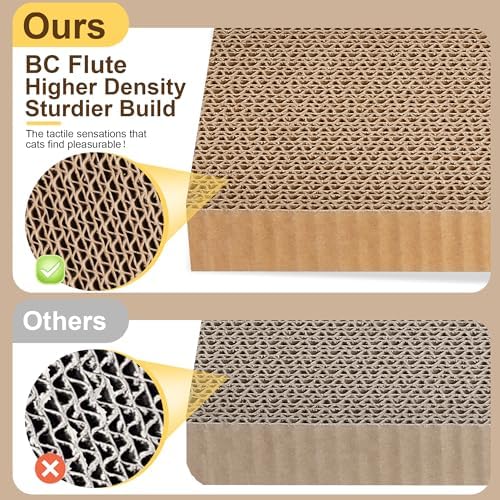 Premium pet scratching lounge box containing three high density cardboard refills.