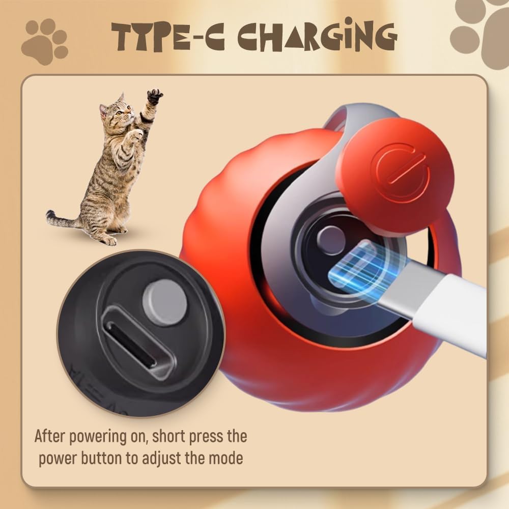 Premium ABS plastic automatic cat toy pack for indoor pet boredom relief showing charging port