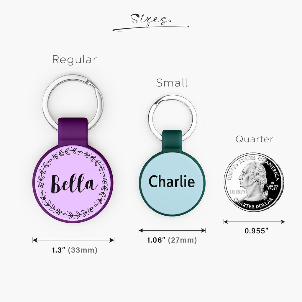 Brayhoo soundless pet ID tags showcasing permanent double sided deep laser engraving details.