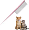 Petaxcell 7.2 inch aluminum grooming pet comb in pink front view