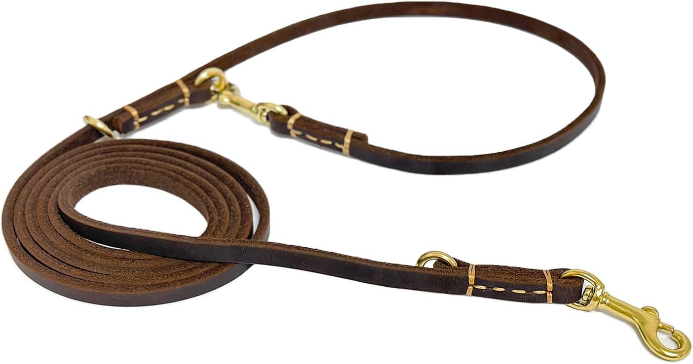 USA imported multi function dog leash showing corrosion resistant hardware for large breeds.