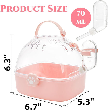 Hamster Carrier Cage, Portable Small Animal Carrier Cage with Water Bottle, Guinea Pig Outgoing Cage Hamster Travel Carry Case for Small Pets, Gerbils, Chinchillas, Dwarf Hamster - Image 2