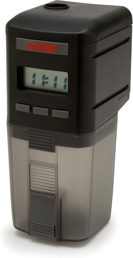 Eheim Everyday Fish Feeder programmable automatic food dispenser front view showing digital display screen.