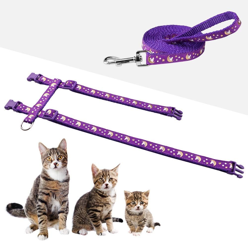 Adjustable escape proof soft nylon cat harness with matching leash