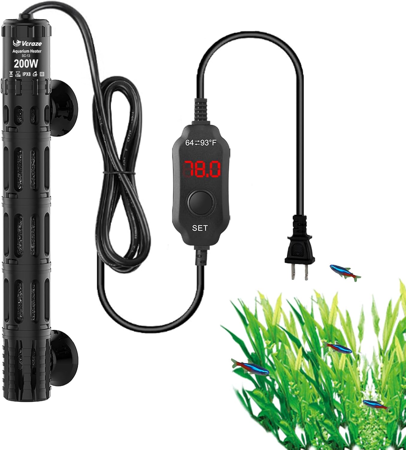 Aquarium Heater 25W, Submersible Fish Tank Heater with LED Digital Display, Auto Power-Off When Leaving Water & High Temp Protection, for Fresh and Salt Water Tanks 3-5 Gal - Image 10