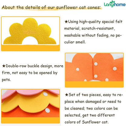 Cute flower shaped kitten surgery neck protector with double row buckles