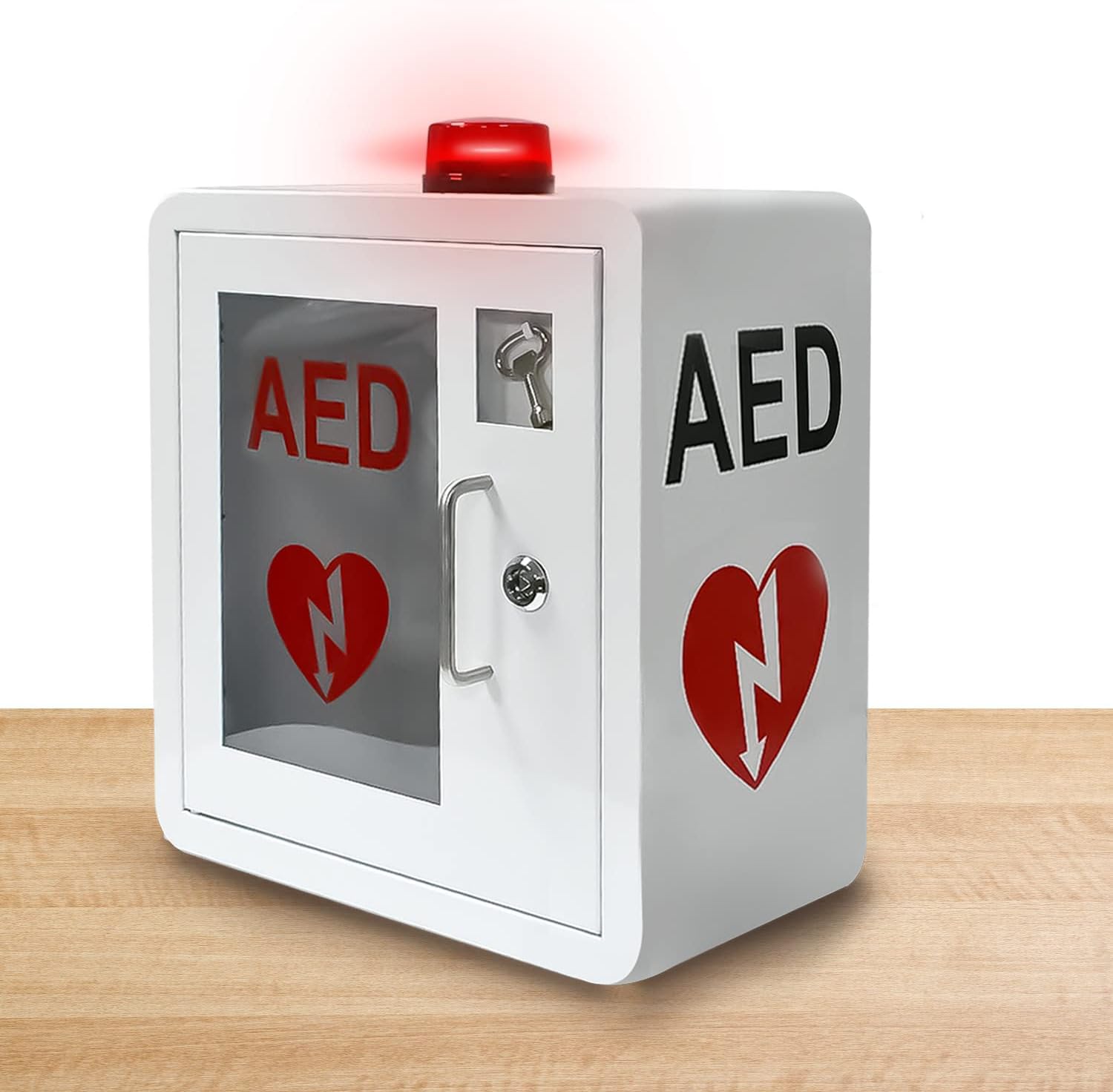 ZIPOWEY AED Cabinet front view wall mounted steel storage.