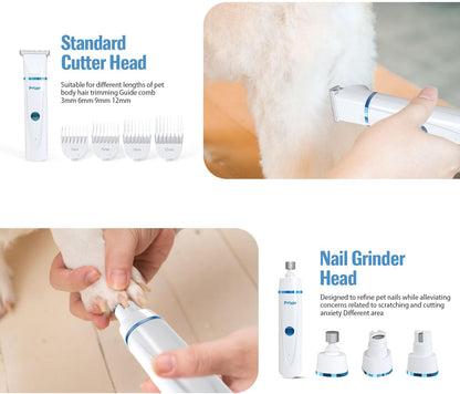 Petygo cordless pet paw trimmer being washed under tap water showing waterproof rating.