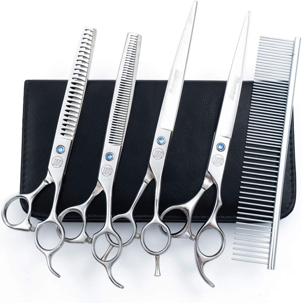 Professional Dog Grooming Scissors Set, 7 Inch/8 Inch Pet Grooming Scissors Chunkers Shears for Dog, Curved Dog Grooming Scissors, Thinning Shears for Dog with Grooming Comb - Image 12