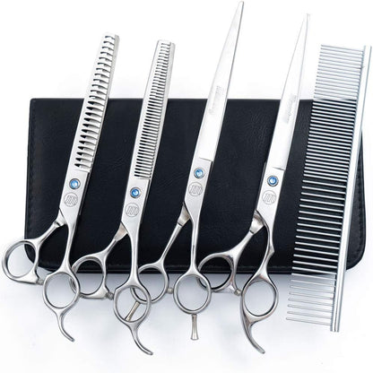 Professional Dog Grooming Scissors Set, 7 Inch/8 Inch Pet Grooming Scissors Chunkers Shears for Dog, Curved Dog Grooming Scissors, Thinning Shears for Dog with Grooming Comb - Image 12