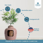 Fresh Headquarters replacement charcoal filter placed near hidden cat litter planter