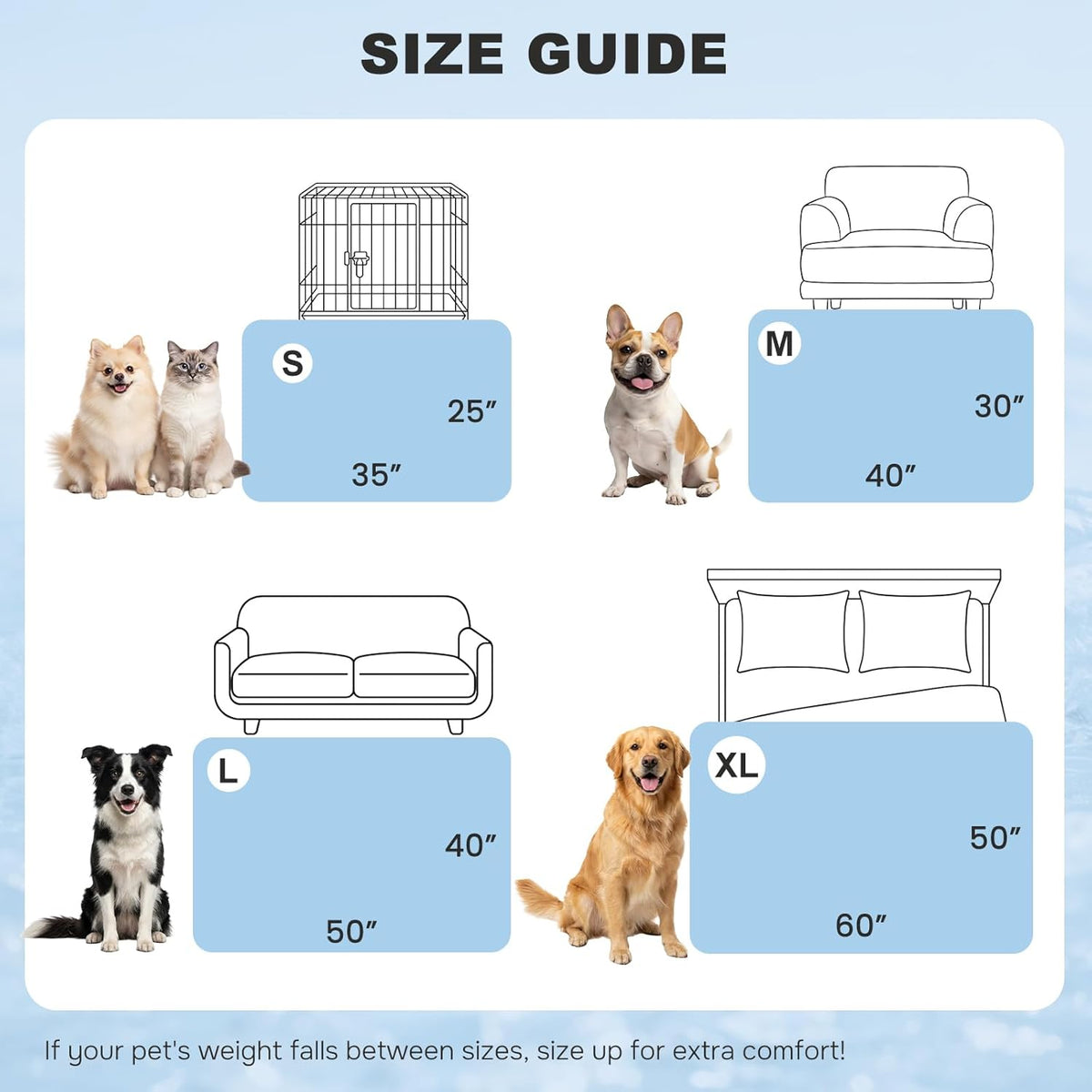 Zomisia 30 by 40 inches medium dog cooling pad side profile