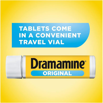 Authentic Dramamine imported travel size medication for motion sickness and travel comfort