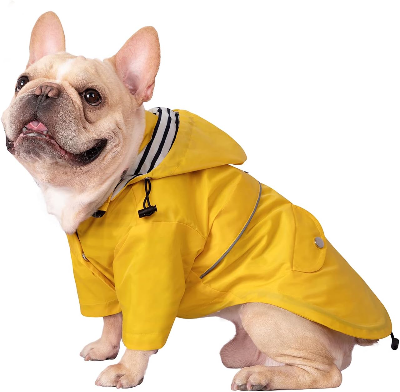 HDE Dog Raincoat Poncho Double Layer Zip Rain Jacket with Removable Hood, Leash Hole for Small to 3XL Dogs and Puppies Yellow - 2XL - Image 14