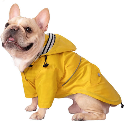 HDE Dog Raincoat Poncho Double Layer Zip Rain Jacket with Removable Hood, Leash Hole for Small to 3XL Dogs and Puppies Yellow - 2XL - Image 14