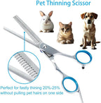 Pet grooming shears held in hand for size reference