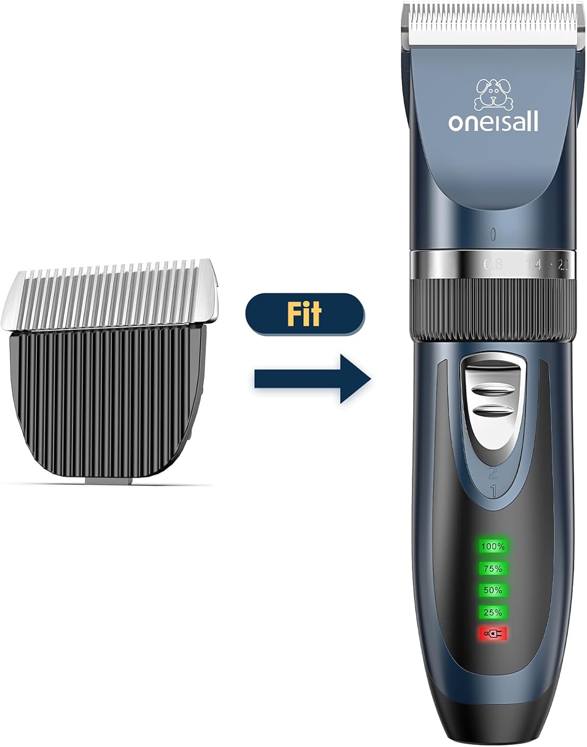 Detachable ceramic and stainless steel pet trimmer blade replacement close up