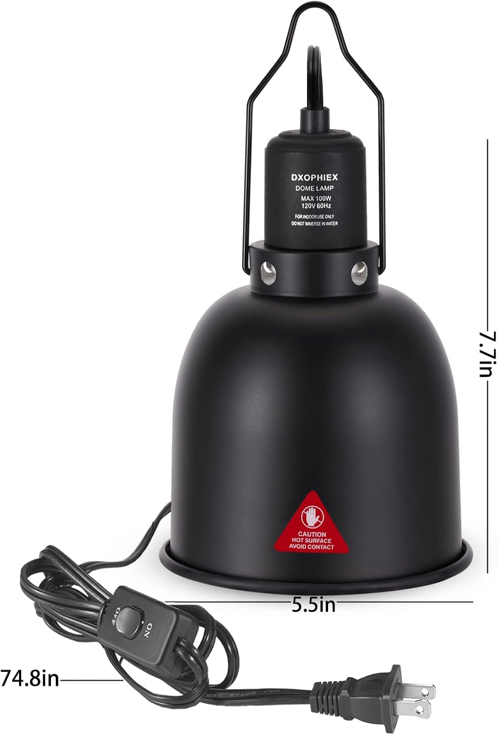 DXOPHIEX deep dome reptile light fixture interior view showcasing the highly reflective polished aluminum lining.