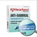 Heartland Pharma Loperamide Hydrochloride Two Milligram front packaging showing anti-diarrheal relief text.