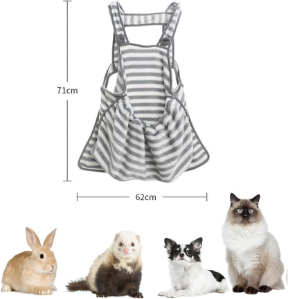 Ferret Sling Carrier - Fleece Small Pet Carrier Bag Soft Breathable Hands Free Shoulder Front Chest Apron Bonding Pouch Accompany Carrier for Small Dog Cat Ferret Rabbit (Grey) - Image 2