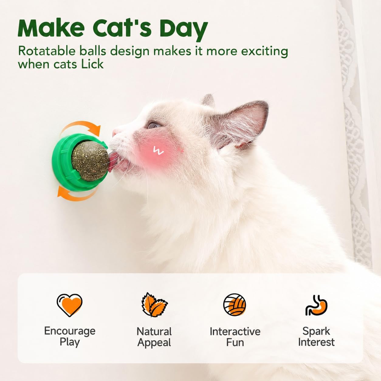 Close up of four different flavor catnip balls