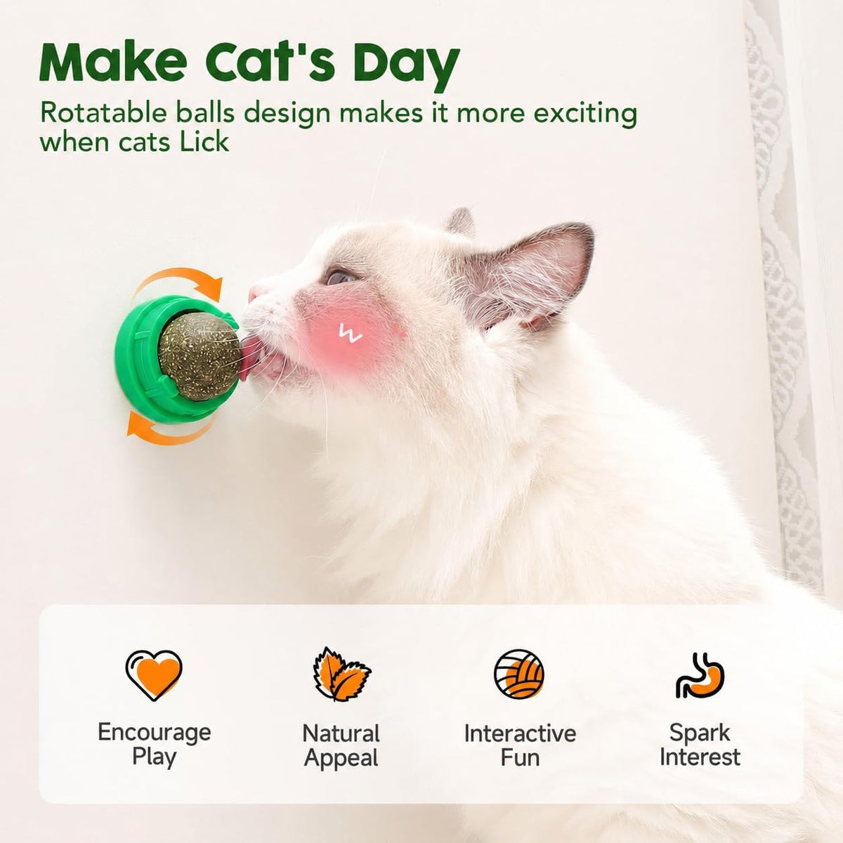 Close up of four different flavor catnip balls