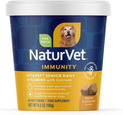 NaturVet VitaPet Senior Daily Vitamin Dog Supplements Plus Glucosamine - Includes Full-Spectrum Vitamins, Minerals - Joint Support for Older, Active Dogs - 120 Ct. Soft Chews - Image 10