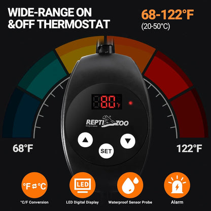 Repti Zoo heat mat showing digital temperature display