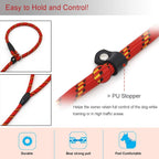 Coolrunner red dog training leash showing the adjustable slide loop mechanism close up.