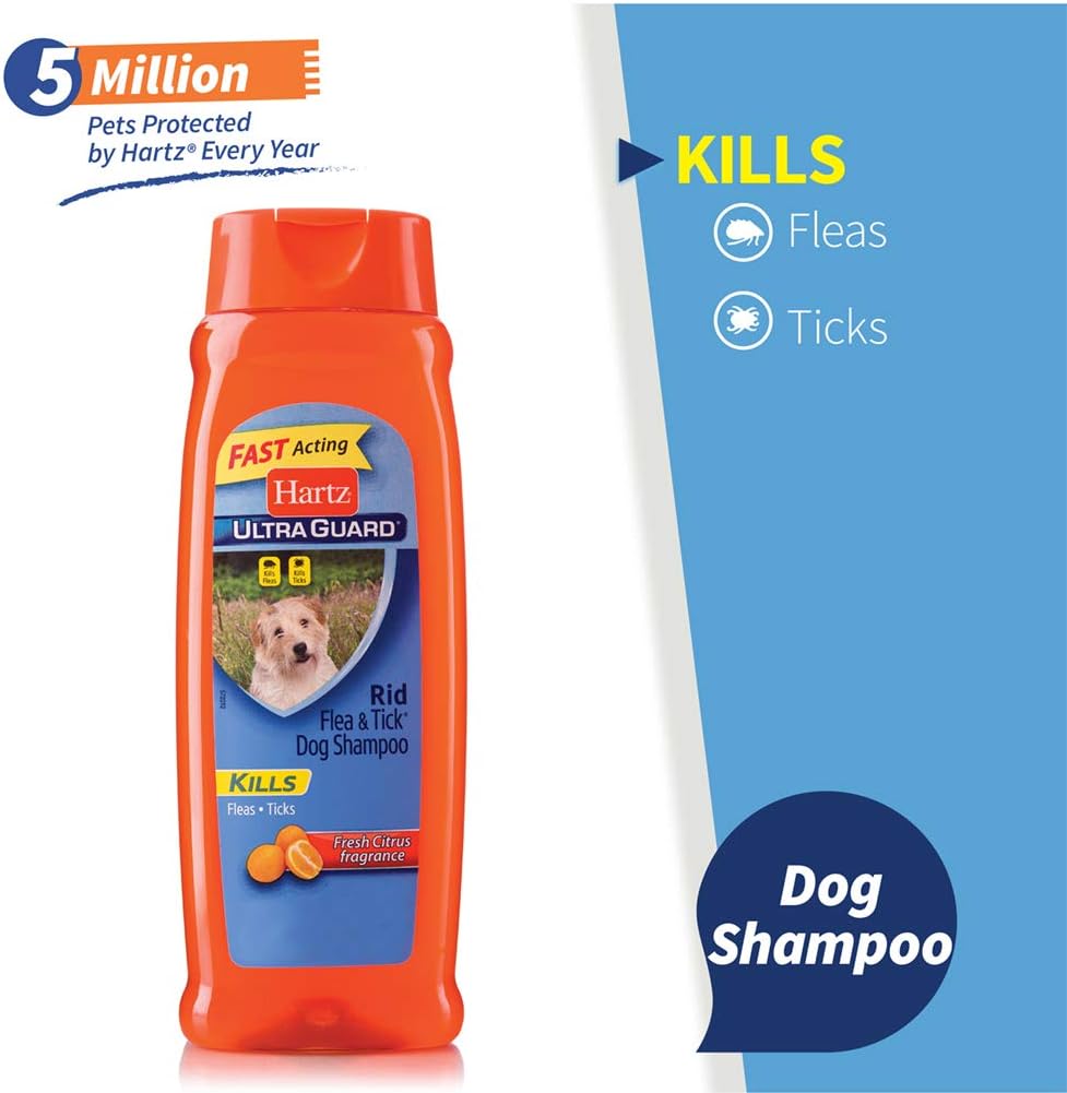 Hartz anti flea and tick shampoo for dogs showing the rich cleansing formula details