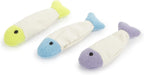 Collection of nine colorful plush catnip fish toys