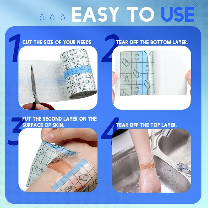 Three layer transparent film dressing being peeled apart for tattoo aftercare application