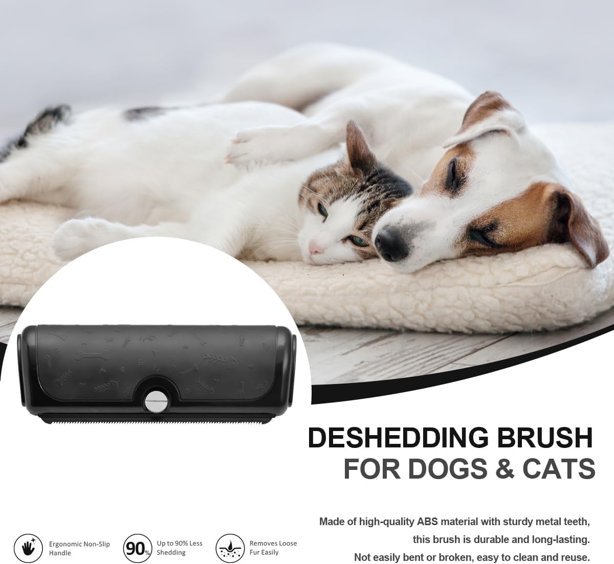 Smobusi pet grooming tool close up showing the replaceable stainless steel shedding blade for cats