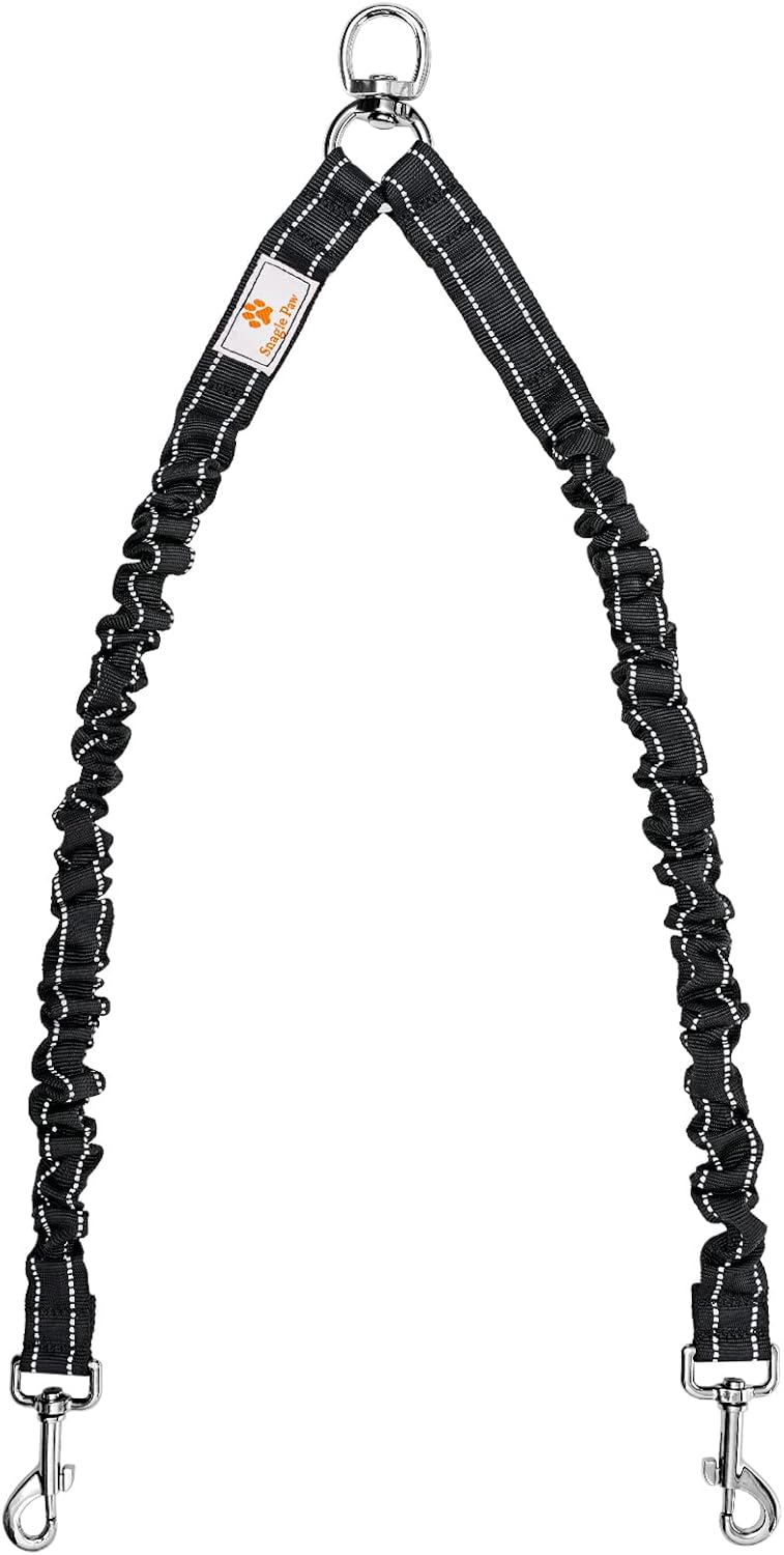 Snagle Paw double dog leash coupler front view showing 360 swivel attachment