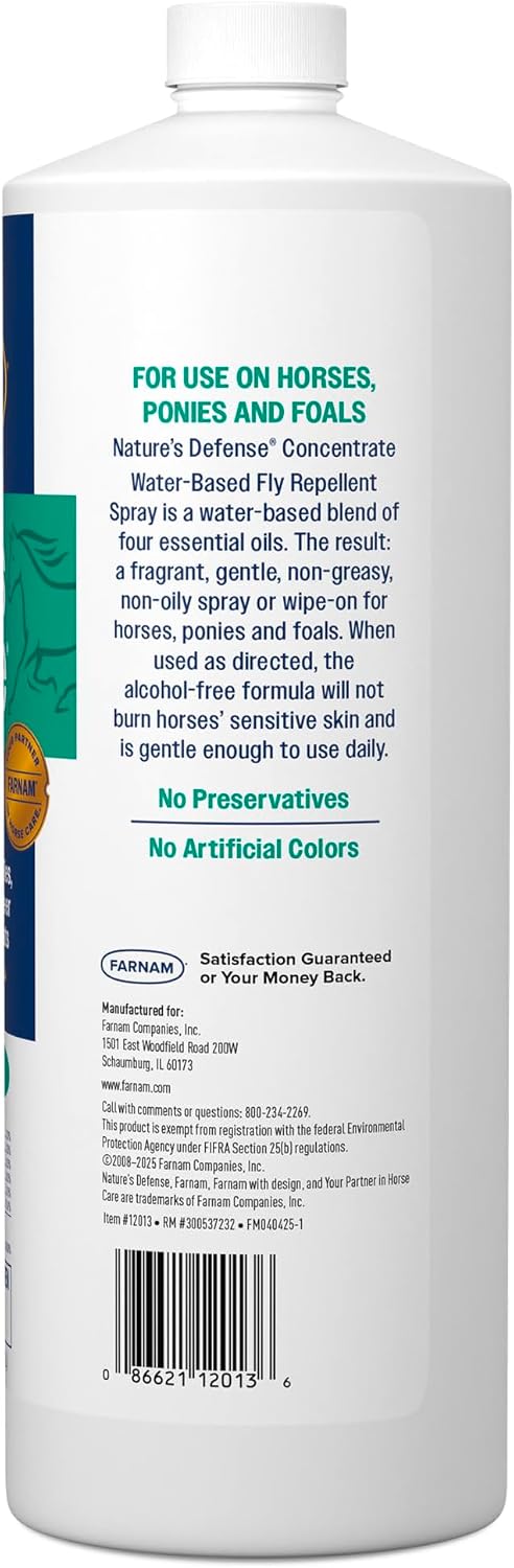 Farnam Nature's Defense Concentrate, Water-Based Botanical Fly Repellent Spray for Horses, Ideal for Sensitive Skin, 32 oz - Image 12