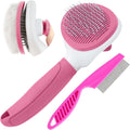 Kalamanda self cleaning cat brush pink front view professional grooming tool