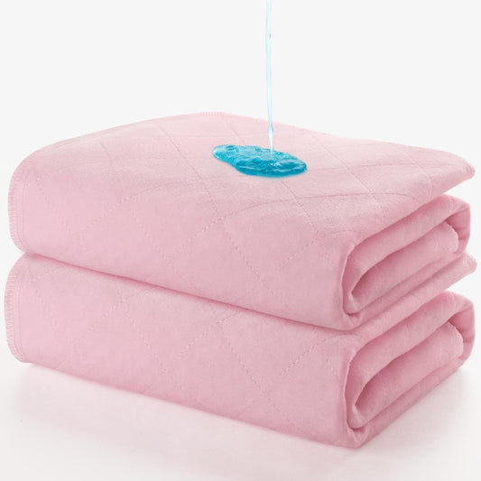 Moonsea washable waterproof bed pads front view pink set