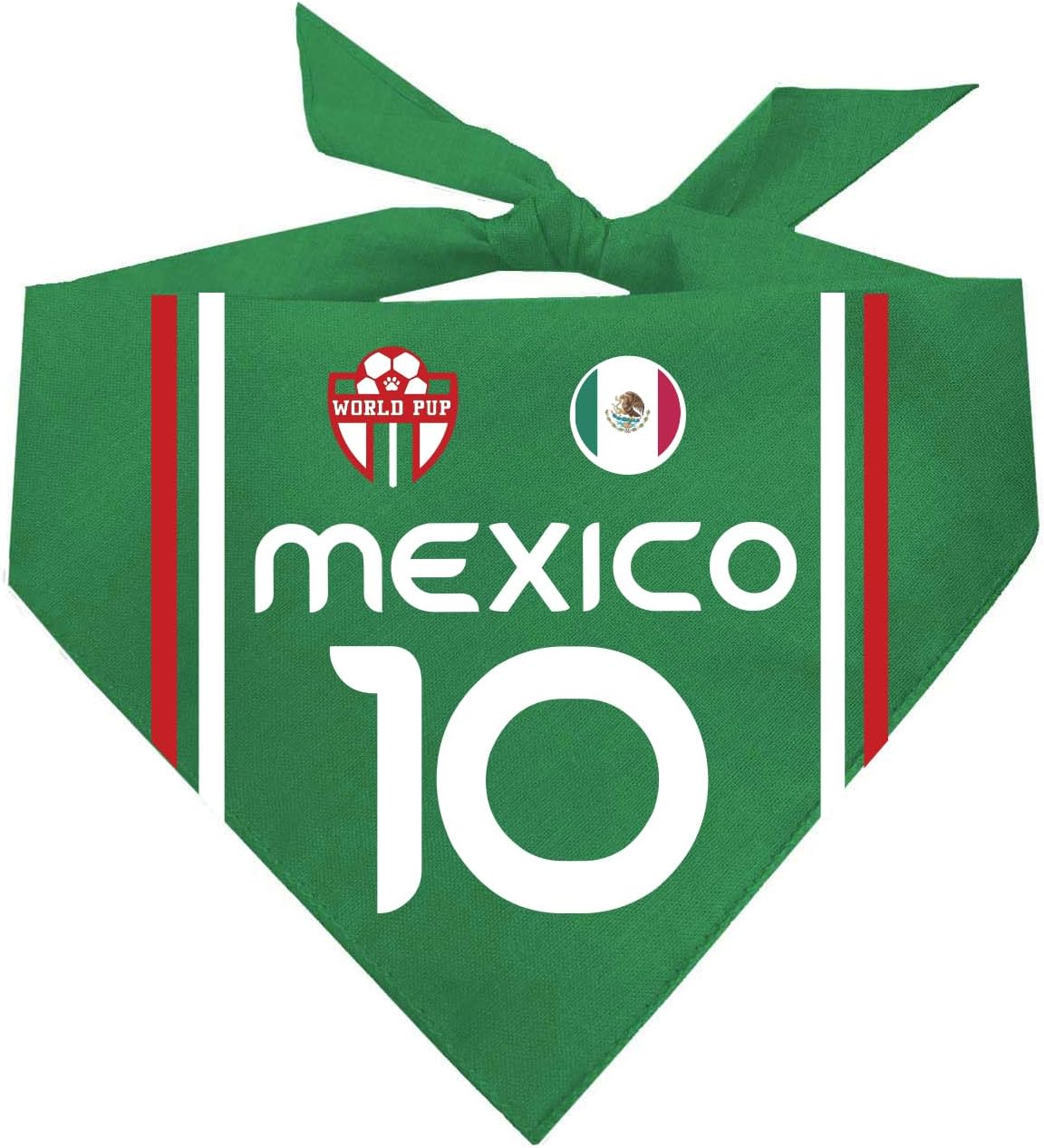 Tees and Tails Mexico soccer jersey dog bandana front view
